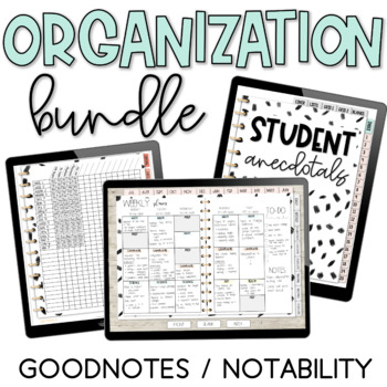 Preview of Teacher Planner, Anecdotal Notes & Grade Book Goodnotes Organization Bundle