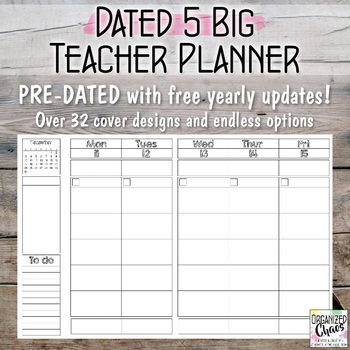 Preview of Teacher Planner / Organization Binder: Dated 5 Big