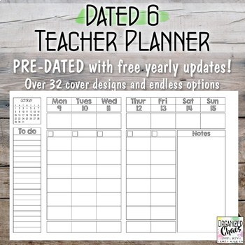 Preview of Teacher Planner / Organization Binder: Dated 6