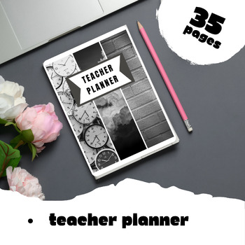 Preview of Printable Teacher Planner - Black and White Theme