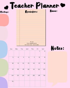 Preview of Teacher Planner Board! Re-printable ( a few images ( sticky note) ( are NOT mine