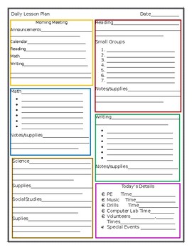 Preview of Teacher Planner: Daily Lesson Plan (editable)