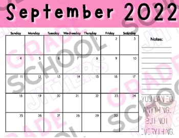 Teacher Planner Calendar 2022-2023: Pink Aesthetic by Grade School Jitters