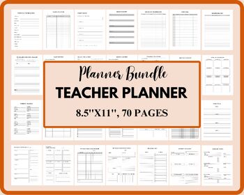 Preview of Teacher Planner, Calendar Teacher Planner 70 Pages