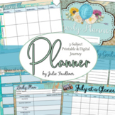 Teacher Planner for Three Preps, Journey, Printable and Digital