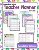 Teacher Planner- Colorful Dots 2023-2024 EDITABLE