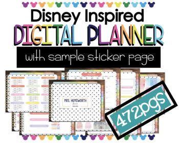 Preview of Teacher Planner - Digital Planner - Disney Inspired - 2023-2024 School Year