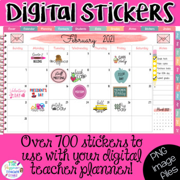 Preview of Teacher Planner Digital Stickers Clipart | Agenda