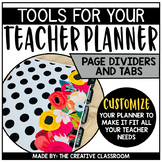 Teacher Planner Dividers, Covers and Tabs