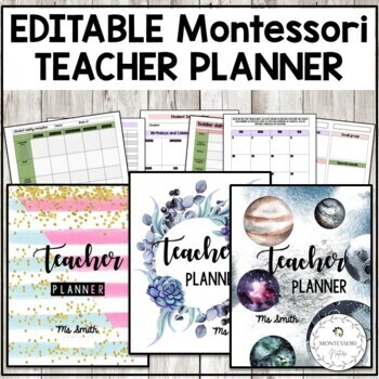 Preview of Teacher Planner Editable Montessori