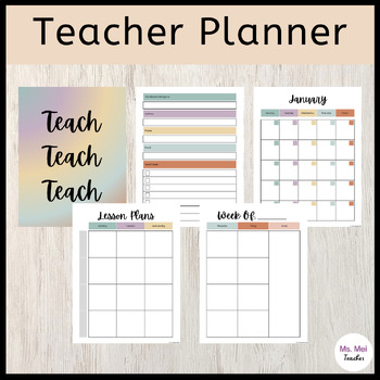 Preview of Teacher Planner - Lesson Planner and Teacher Calendar - PRINTABLE