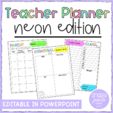 Teacher Planner - NEON Edition! - Printable and Editable f