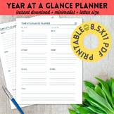 Teacher Planner Pages: Year At A Glance Planning Page