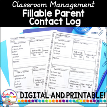 Preview of Teacher Planner - Parent Contact Log