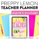Teacher Planner Preppy Lemon Theme with Editable Google Sl