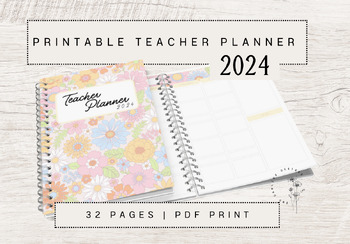 Preview of Teacher Planner | Printable Planner 2024 | Retro