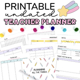 Teacher Planner Printable & Undated with Gradebook Printab