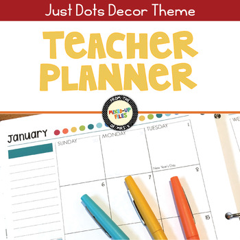 Preview of Teacher Planner Rainbow Dots