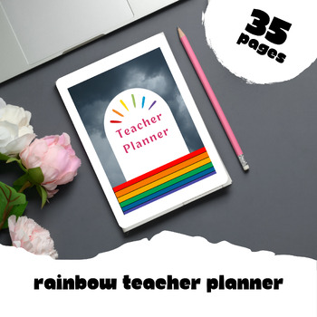 Preview of Printable Teacher Planner - Rainbow Theme