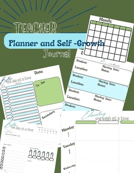 Preview of Teacher Planner & Self-Growth Journal Daily, Weekly, Month Reflection Sage