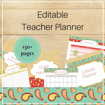 Preview of Teacher Planner | Teacher Binder: Editable and Undated!