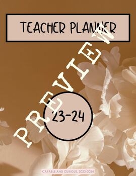 Preview of Teacher Planner; Yearly, Weekly, Daily w/ Sub Notes, Neutral Color Palette 23-26