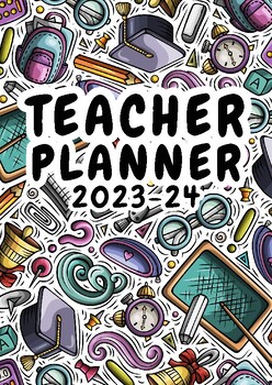 Preview of Teacher Planner for 2023-2024 in Multicolor Doodle Style