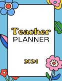 Teacher Planner for 2024 in Colorful Pop Retro Flowers Sty