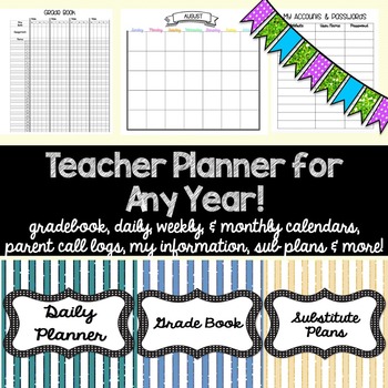 Preview of Teacher Planner for Any Year!!