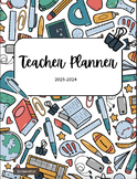 Teacher Planner in Green and Blue Doodle Style