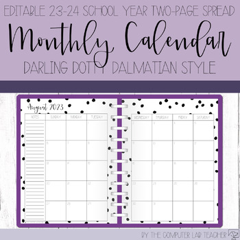 2 Page Monthly Calendar 2022 Printable Teacher Planning - 2-Page Spread Editable Monthly Calendar For 2021-2022 Sy