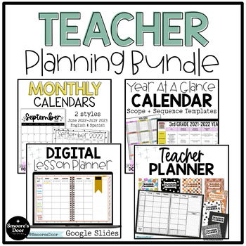 Preview of Teacher Planning Bundle- Long Range Plans | Digital Lesson Planner | Calendars