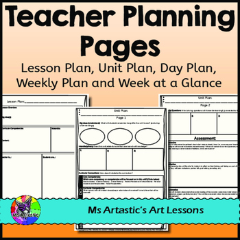 Preview of FREE Teacher Planning Pages: Unit Plan, Lesson Plan, Weekly Plan, Day Plan