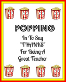Teacher Popcorn Thank You Card