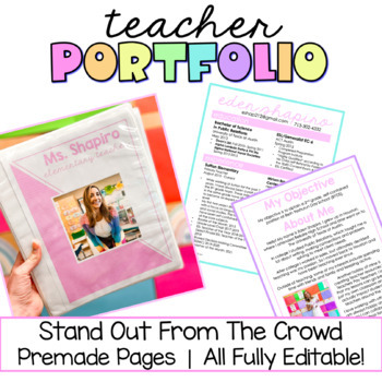 Preview of Teacher Portfolio | Fully Editable | Premade Pages for Inspiration