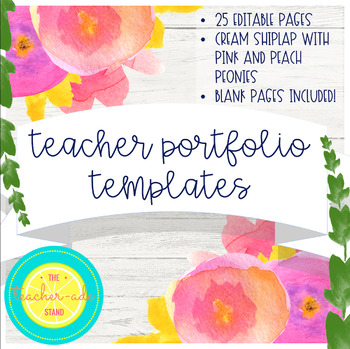 Preview of Teacher Portfolio Template: Cream Shiplap