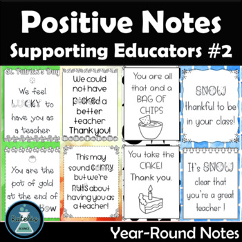 Preview of Teacher Positive Affirmation Cards Set #2 Year Round 64 Cards