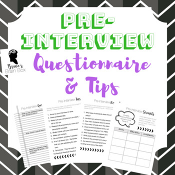 Preview of Teacher Pre-Interview Questionnaire and Tips