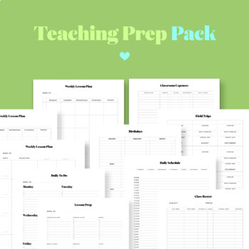Preview of Homeschool / Teacher Prep Planner Pack, 24 Pages, Classroom Planning