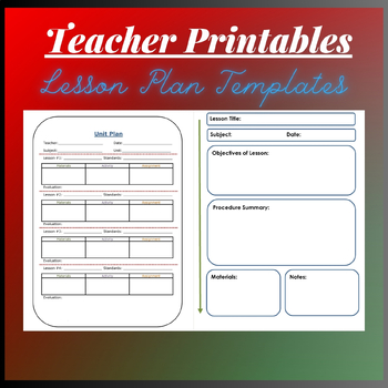 Preview of Teacher Printables: Lesson Plan Templates