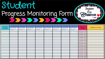 Preview of Teacher Progress Monitoring Form