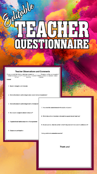 Preview of Teacher Questionnaire