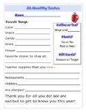 Teacher Questionnaire- get to know your child's teacher