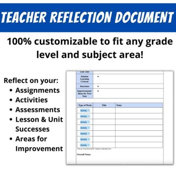 Preview of Teacher Reflection Document