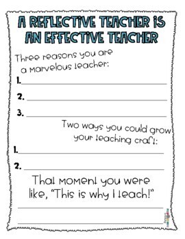 reflection form teacher teachers teaching subject staff