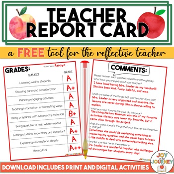 Preview of FREE End of the Year Teacher Report Card | Print and Digital