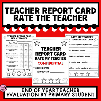 Preview of Teacher Report Card | Rate the Teacher | END OF YEAR Fun Activity