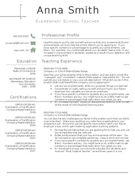 Preview of TEACHER RESUME Template MS Word (Editable)