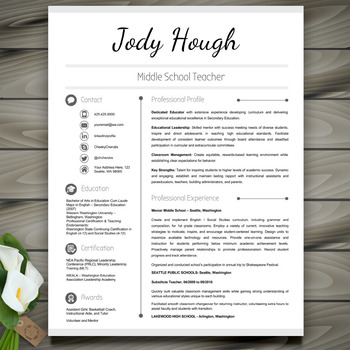 Preview of Teacher Resume Template (Classic) -  EDITABLE with PowerPoint and Google Slides