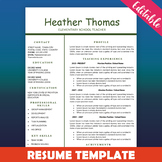 Teacher Resume Template, One Page Resume, New Teacher Resu